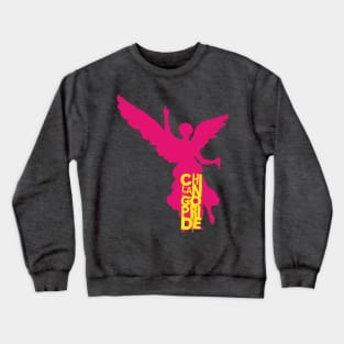 Chilango Pride / Orgullo Chilango Logo Version 2 with Attitude Pink Yellow Crewneck Sweatshirt